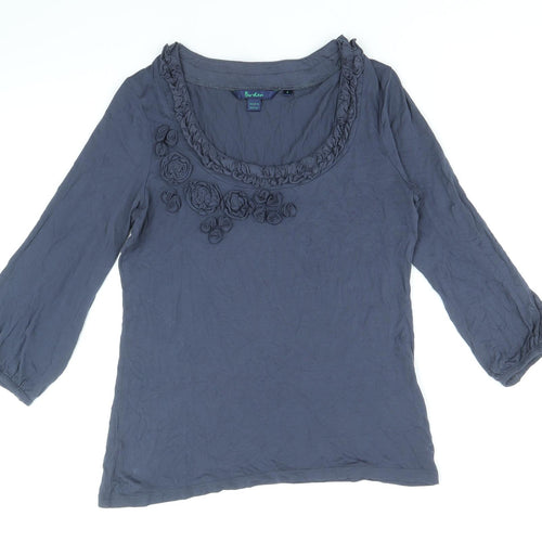 Baby Boden Womens Blue Modal Basic T-Shirt Size 8 Round Neck
