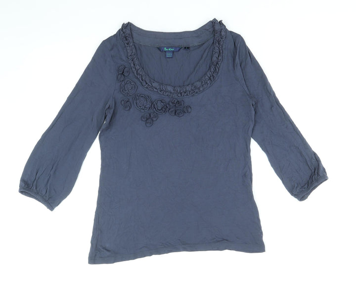 Baby Boden Womens Blue Modal Basic T-Shirt Size 8 Round Neck