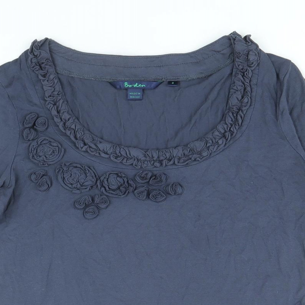 Baby Boden Womens Blue Modal Basic T-Shirt Size 8 Round Neck