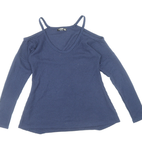 Yoins Womens Blue Polyester Basic Tank Size S V-Neck - Colour Block