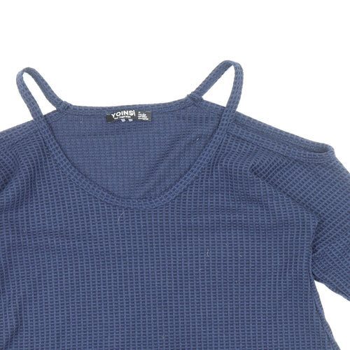 Yoins Womens Blue Polyester Basic Tank Size S V-Neck - Colour Block