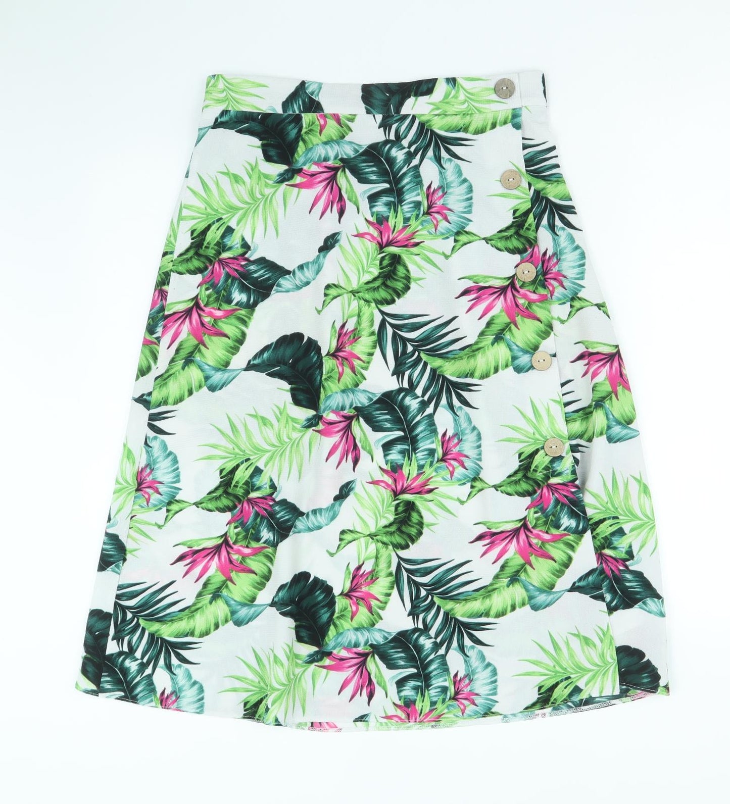 M&Co Womens Multicoloured Floral Polyester Swing Skirt Size 12