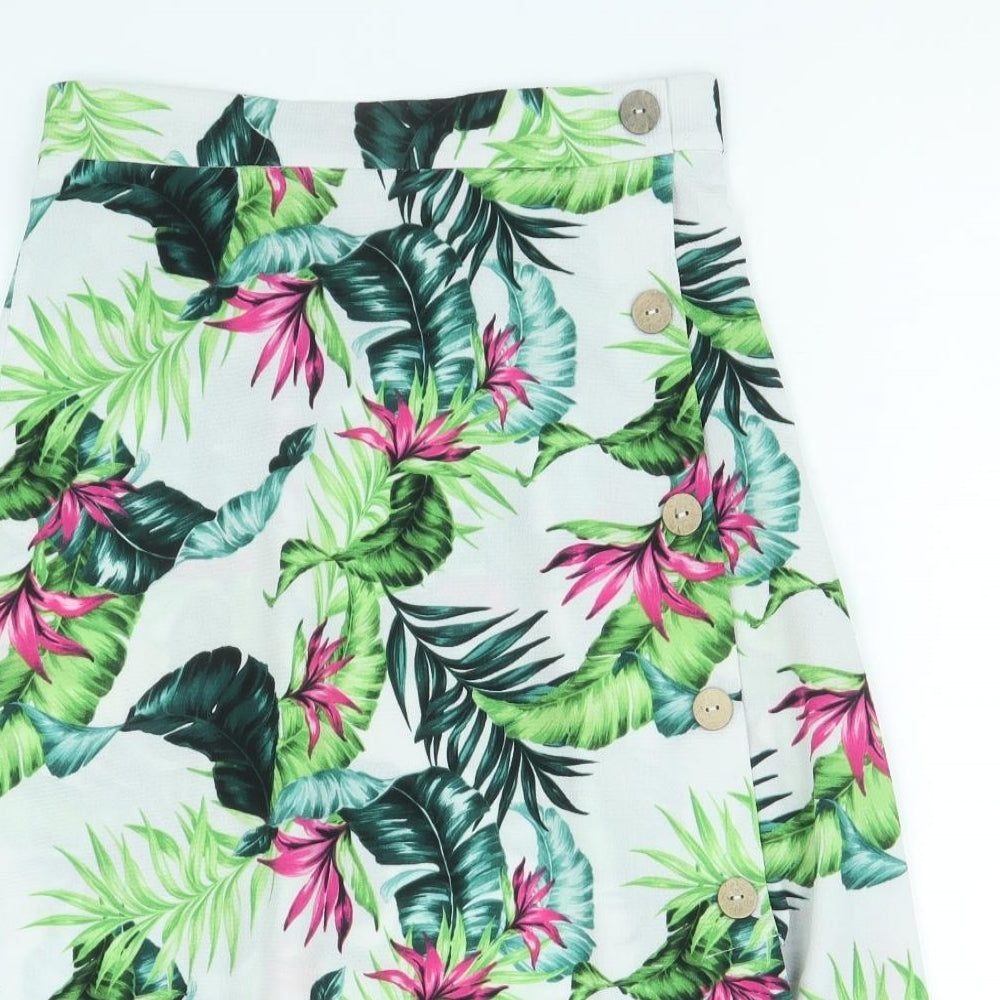 M&Co Womens Multicoloured Floral Polyester Swing Skirt Size 12