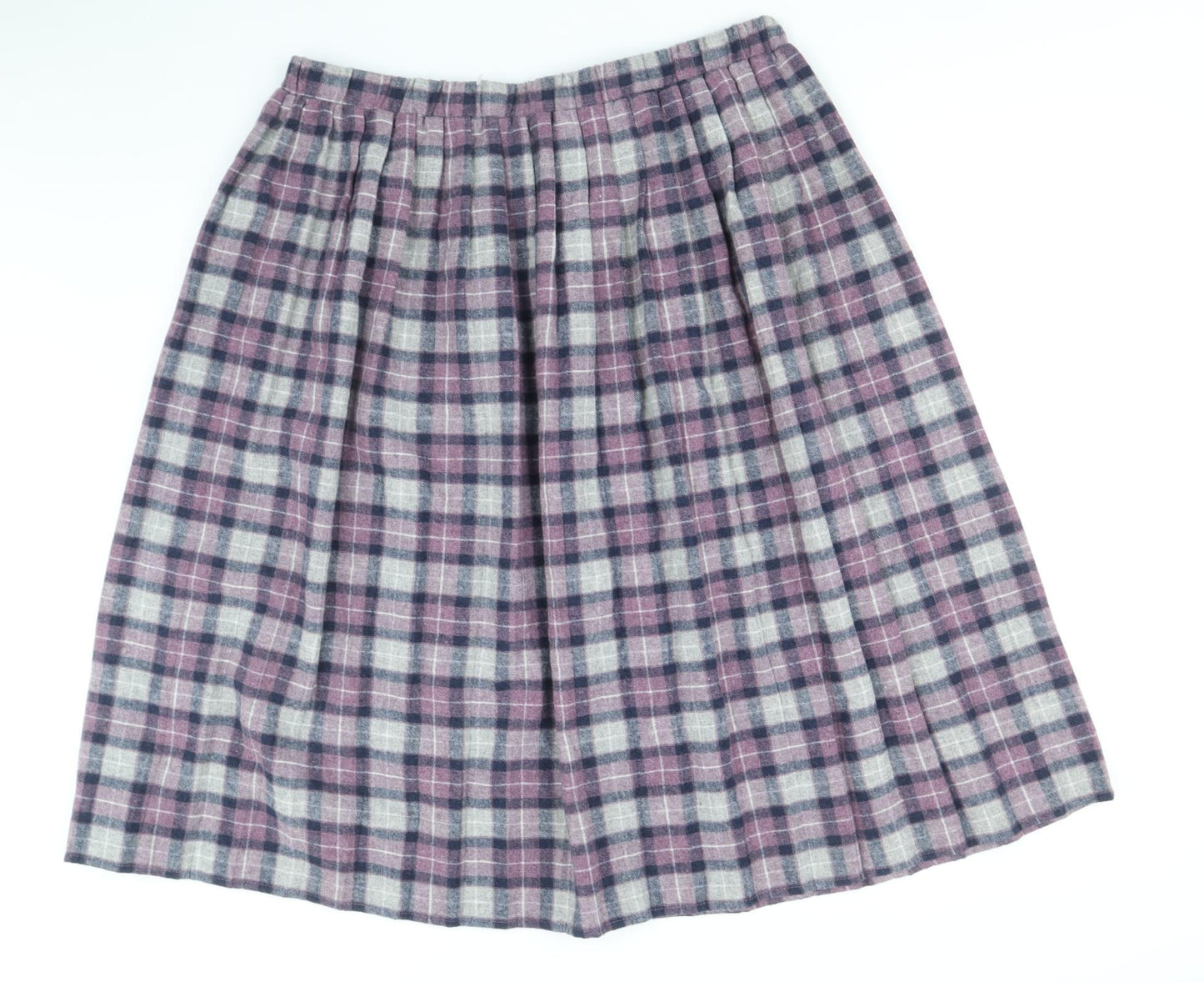 Damart Womens Purple Plaid Polyester Pleated Skirt Size 18