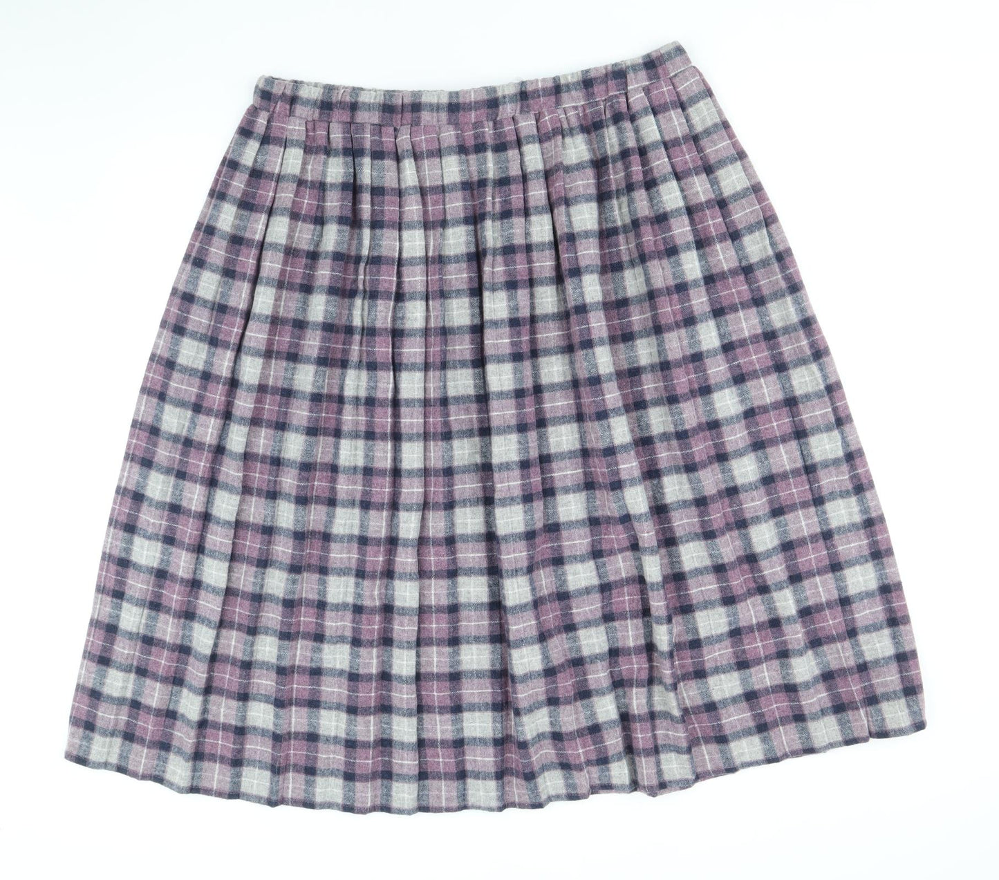 Damart Womens Purple Plaid Polyester Pleated Skirt Size 18