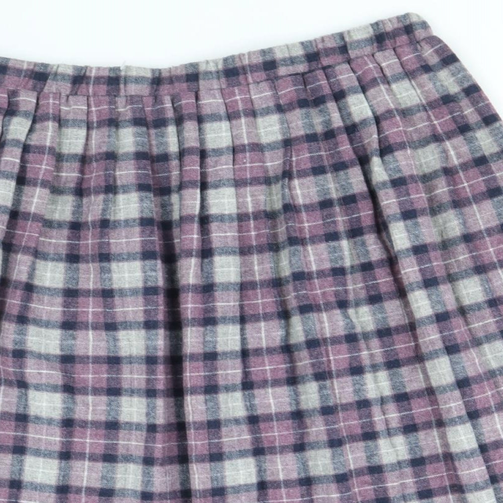 Damart Womens Purple Plaid Polyester Pleated Skirt Size 18
