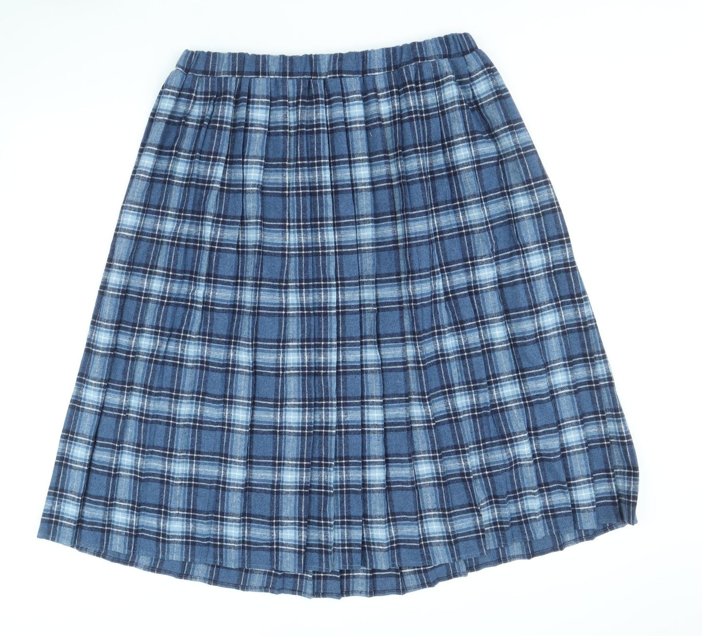Damart Womens Blue Plaid Polyester Pleated Skirt Size 18