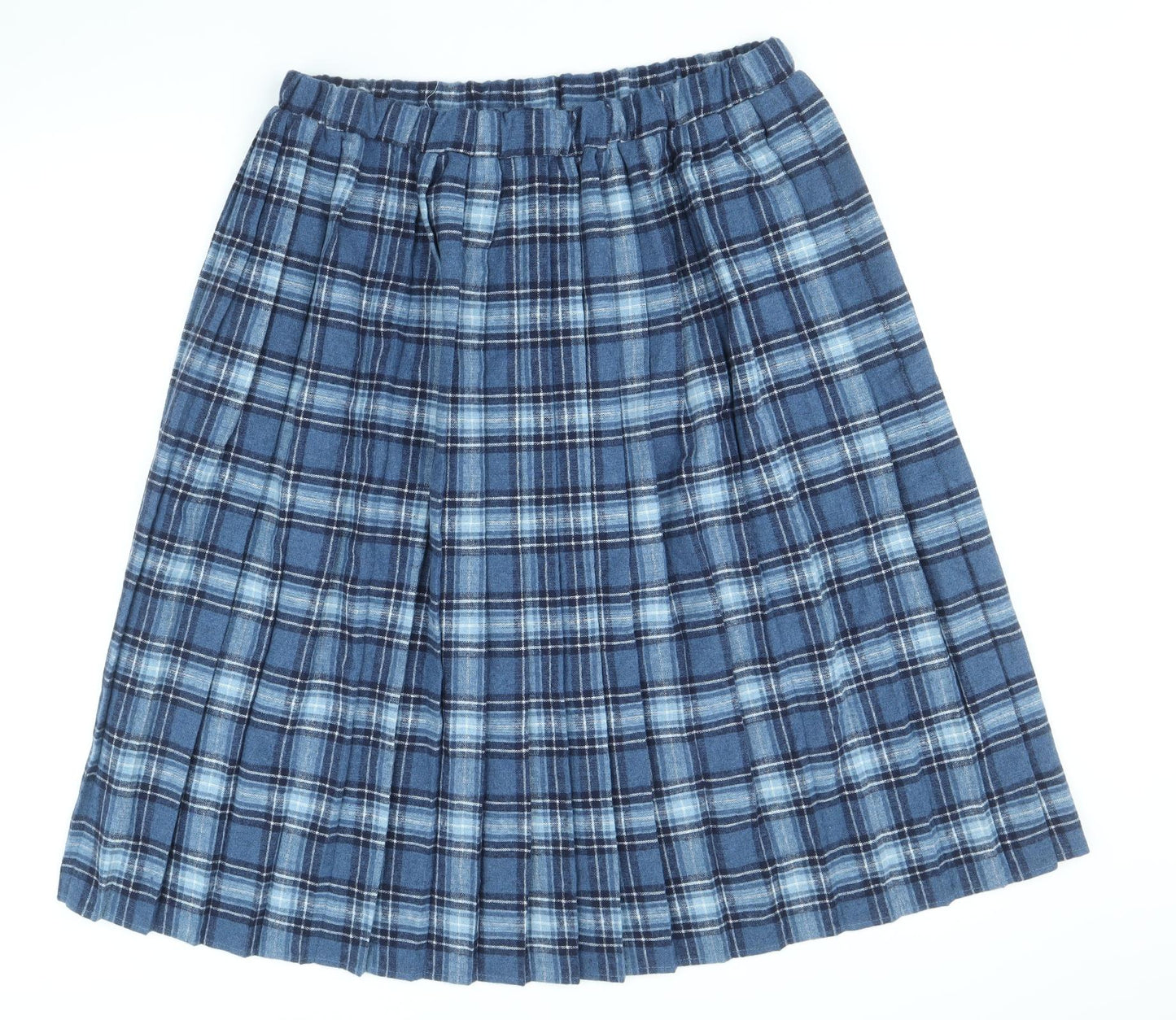 Damart Womens Blue Plaid Polyester Pleated Skirt Size 18