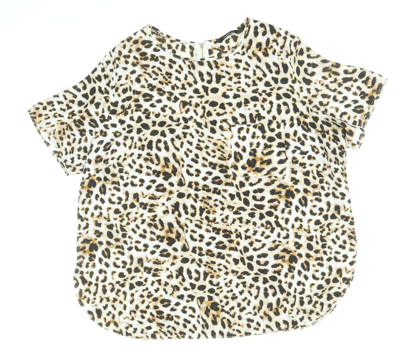 George Womens Brown Animal Print Polyester Basic T-Shirt Size 20 Round Neck - Leopard Print