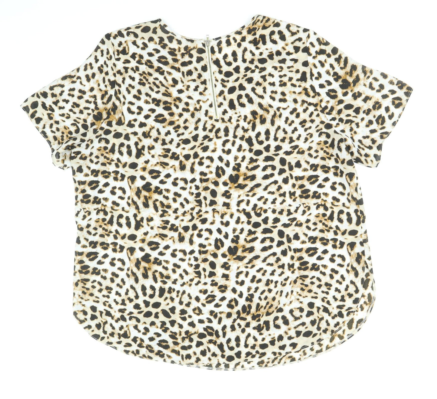 George Womens Brown Animal Print Polyester Basic T-Shirt Size 20 Round Neck - Leopard Print