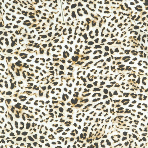 George Womens Brown Animal Print Polyester Basic T-Shirt Size 20 Round Neck - Leopard Print