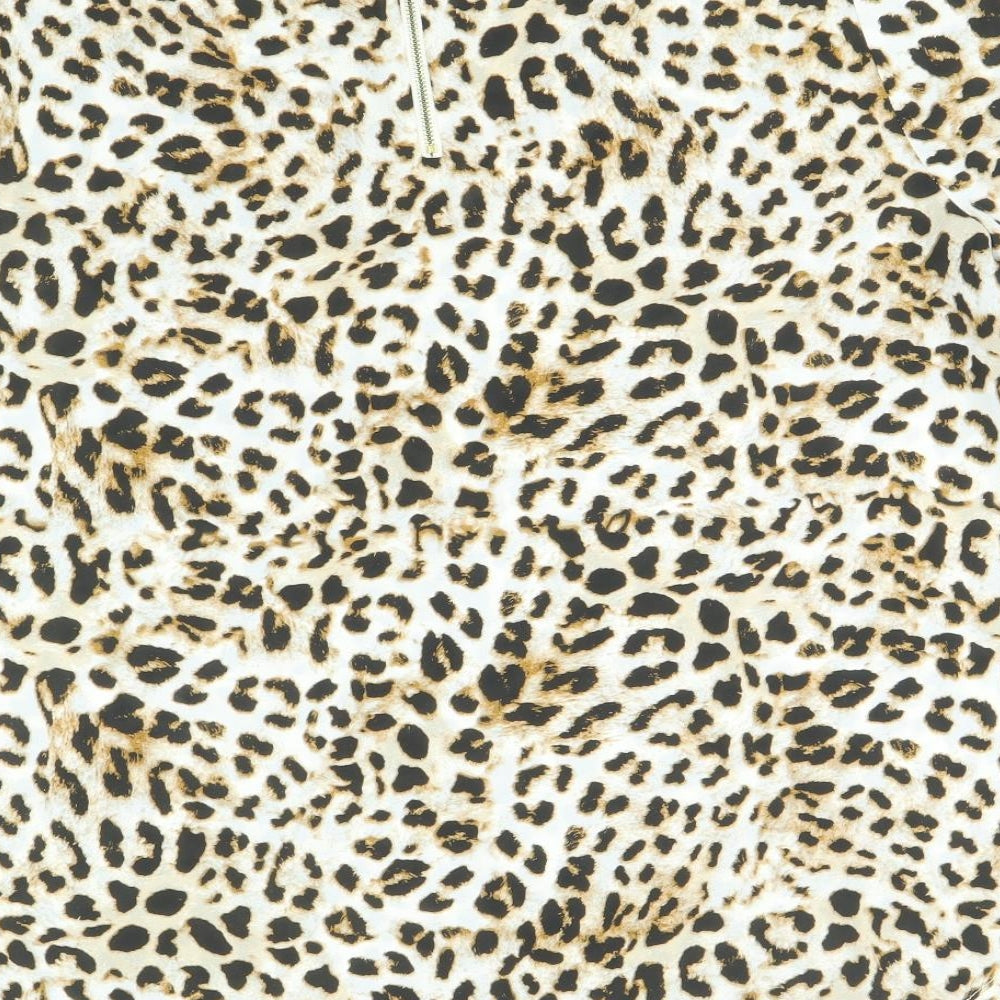 George Womens Brown Animal Print Polyester Basic T-Shirt Size 20 Round Neck - Leopard Print