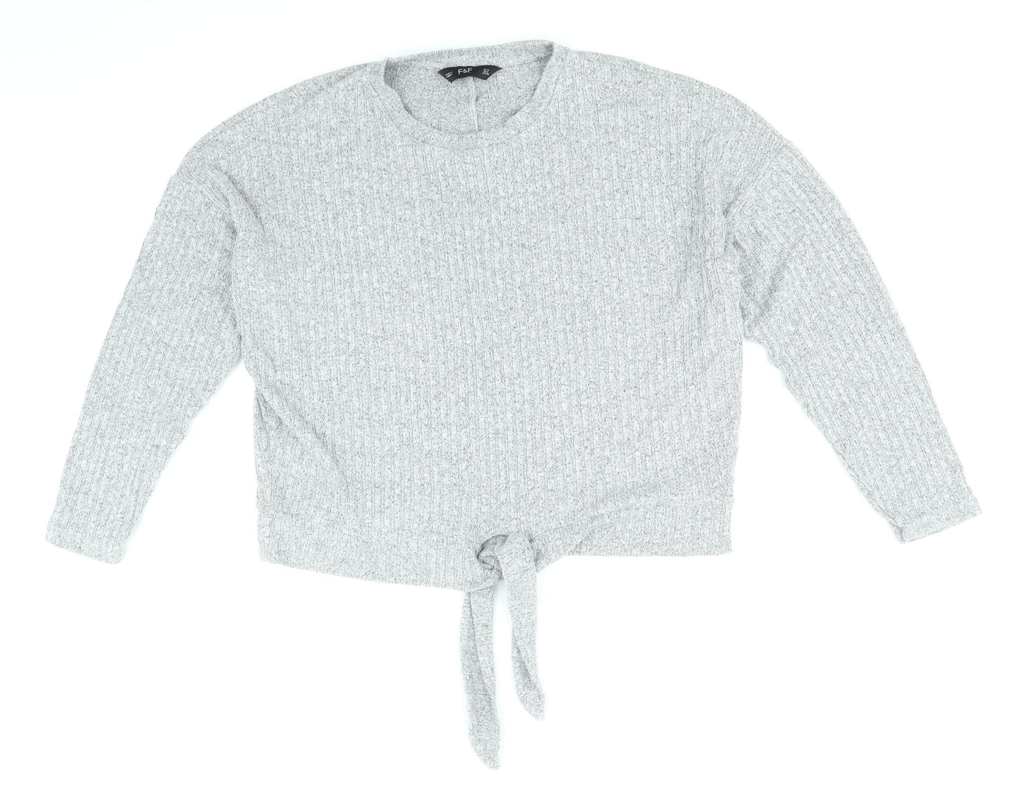 F&F Womens Grey Round Neck Viscose Pullover Jumper Size 10