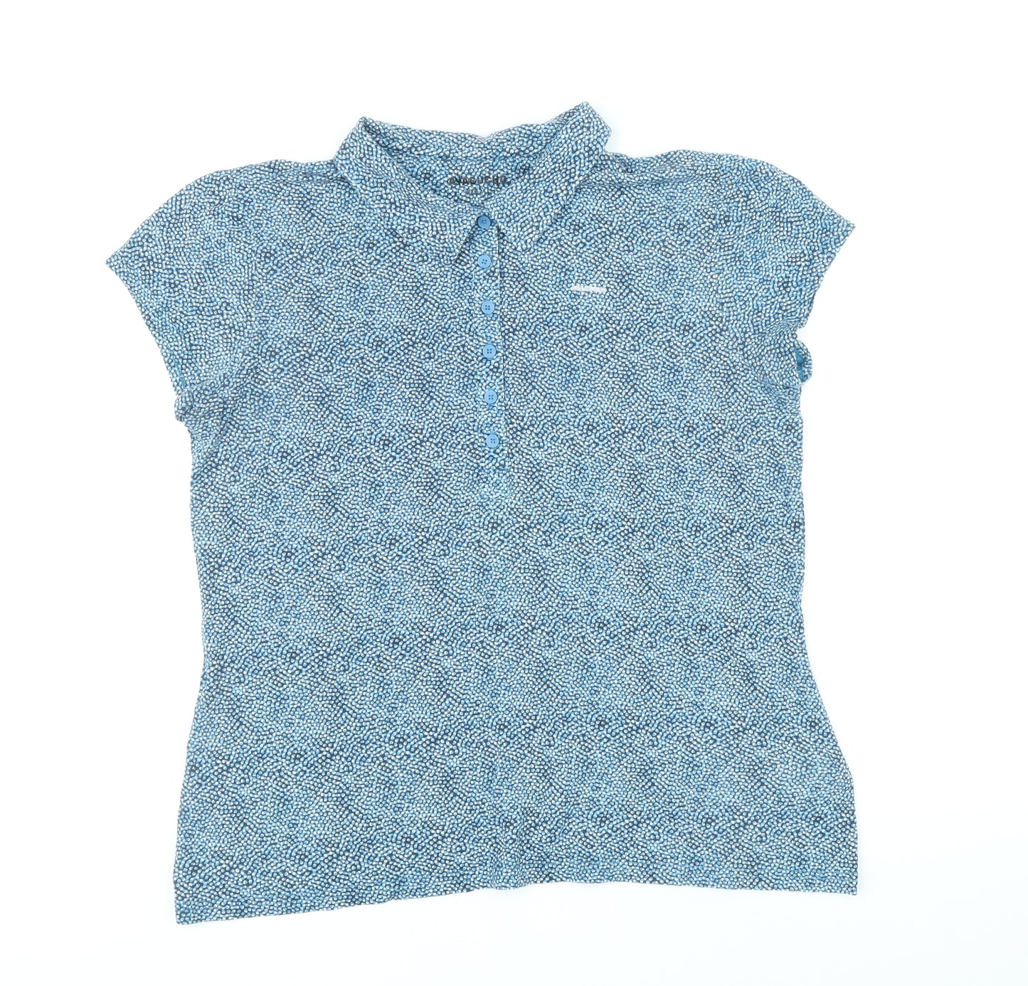 Ayacucho Womens Blue Geometric Lyocell Basic Polo Size XL Collared