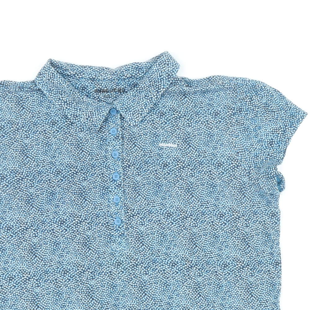 Ayacucho Womens Blue Geometric Lyocell Basic Polo Size XL Collared