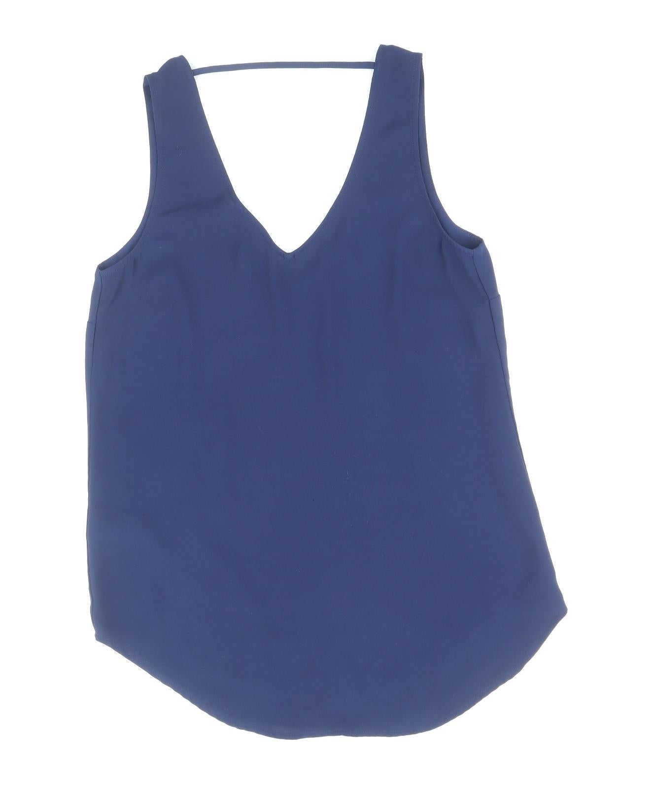 Oasis Womens Blue Polyester Basic Tank Size 8 V-Neck
