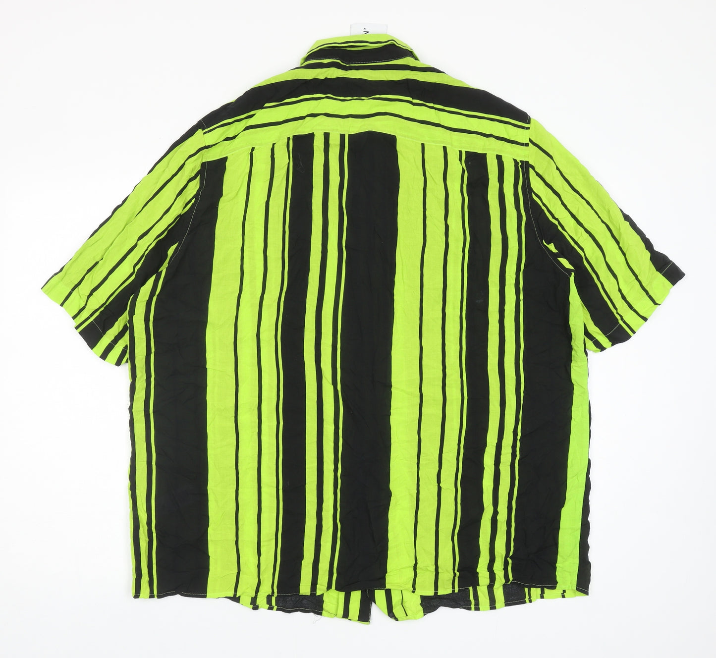 COLLUSION Mens Green Striped Viscose Button-Up Size XL Collared Button