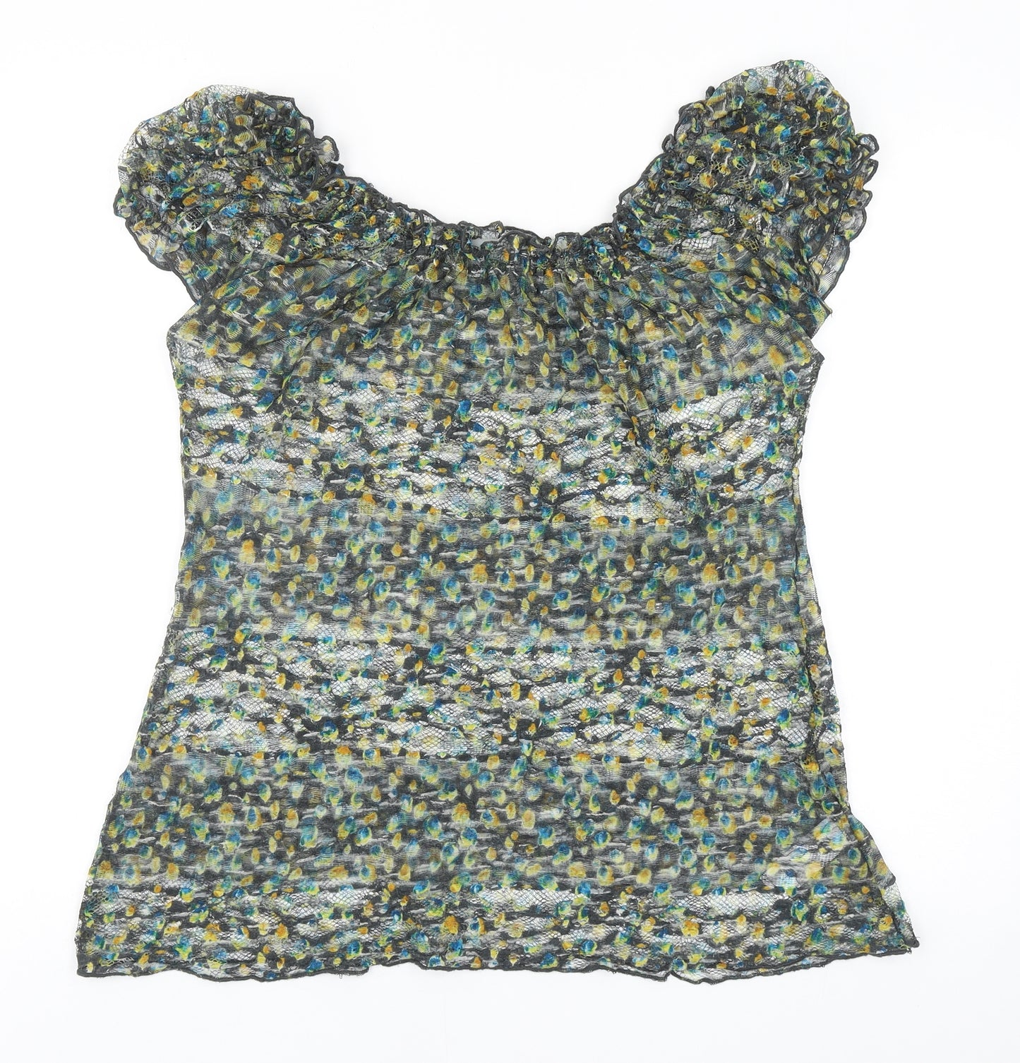 Per Una Womens Multicoloured Geometric Polyester Basic Blouse Size 16 Scoop Neck