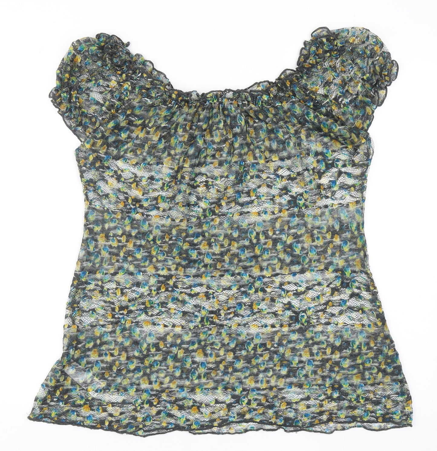 Per Una Womens Multicoloured Geometric Polyester Basic Blouse Size 16 Scoop Neck