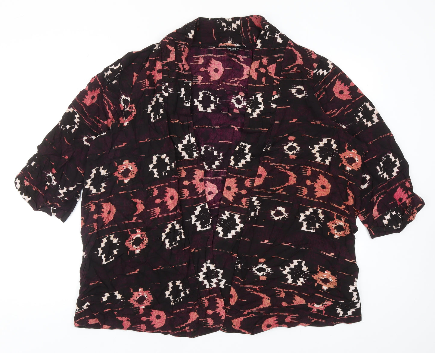 Label Be Womens Purple Geometric Viscose Kimono Blouse Size 20 V-Neck