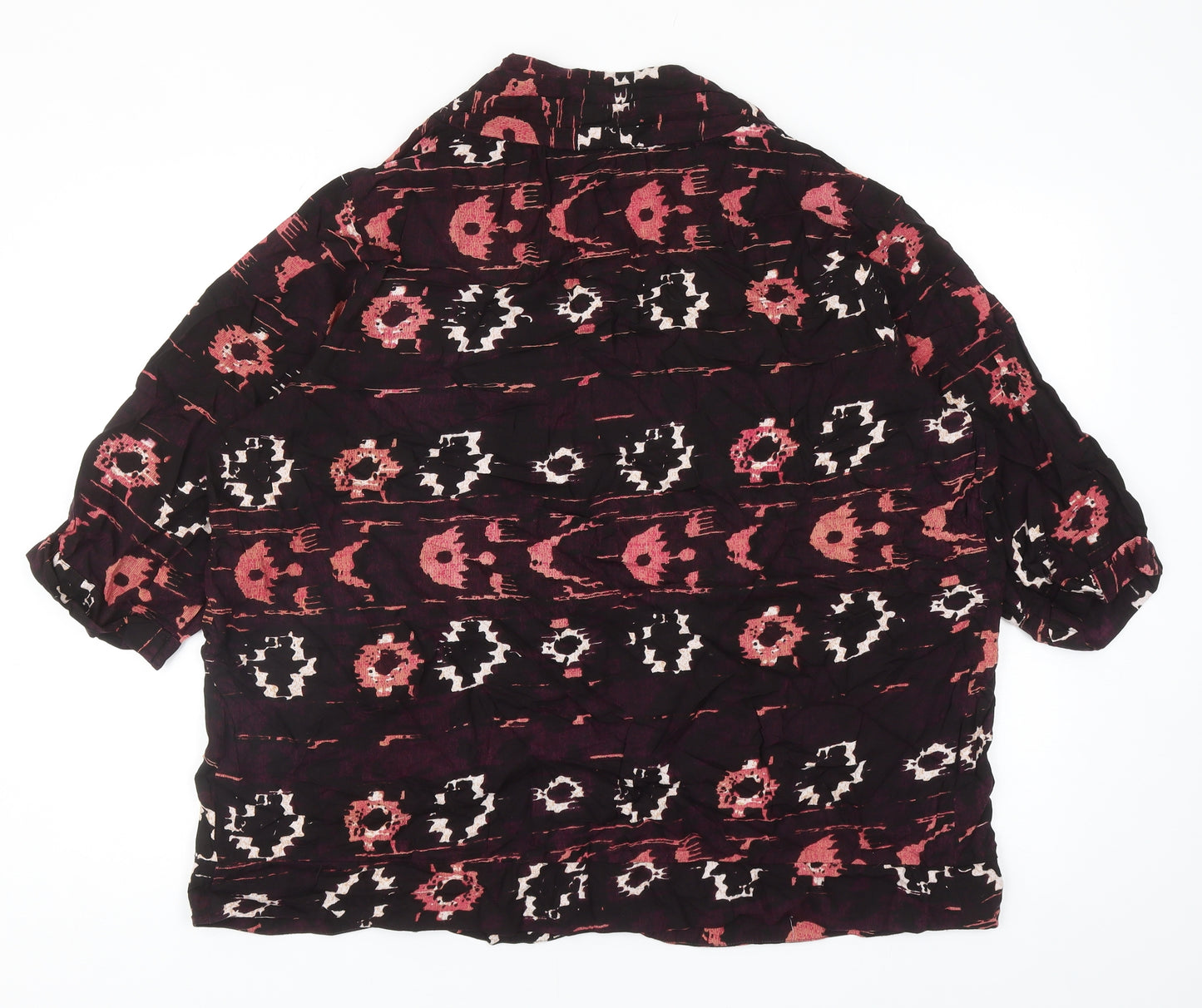 Label Be Womens Purple Geometric Viscose Kimono Blouse Size 20 V-Neck