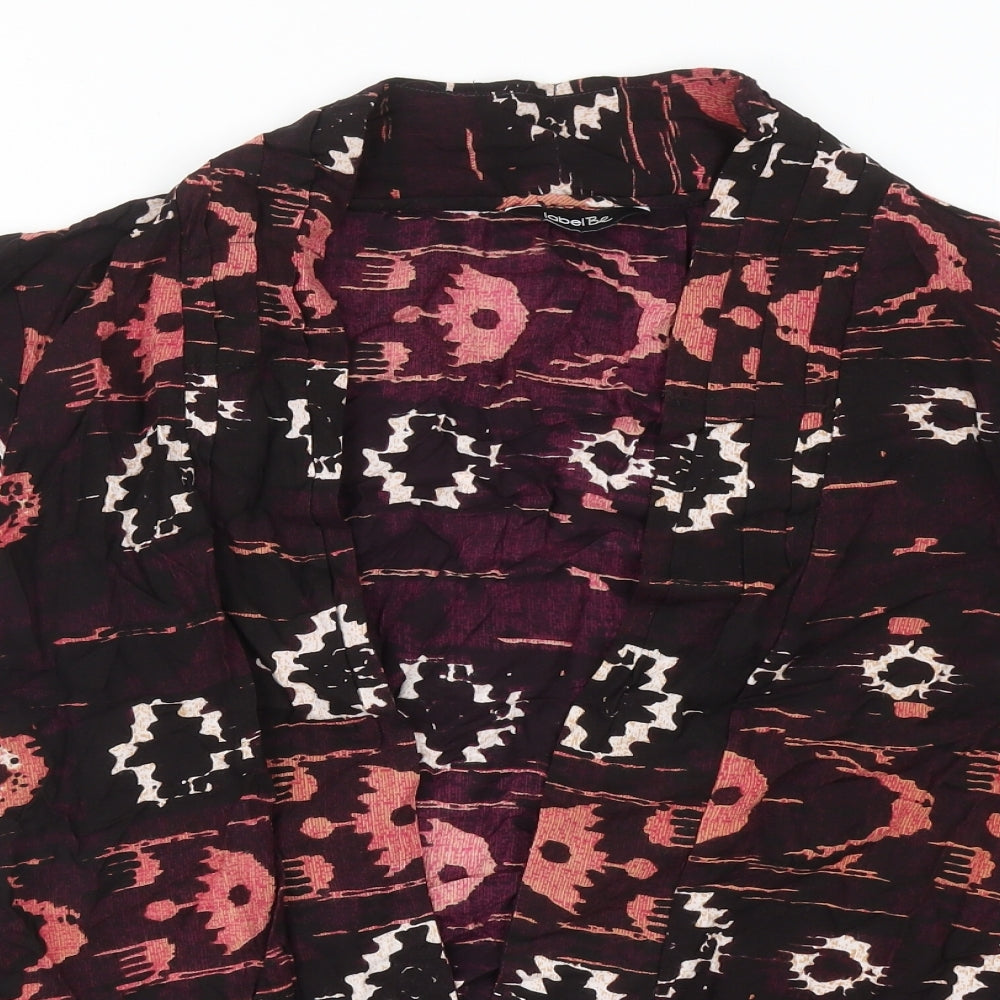 Label Be Womens Purple Geometric Viscose Kimono Blouse Size 20 V-Neck