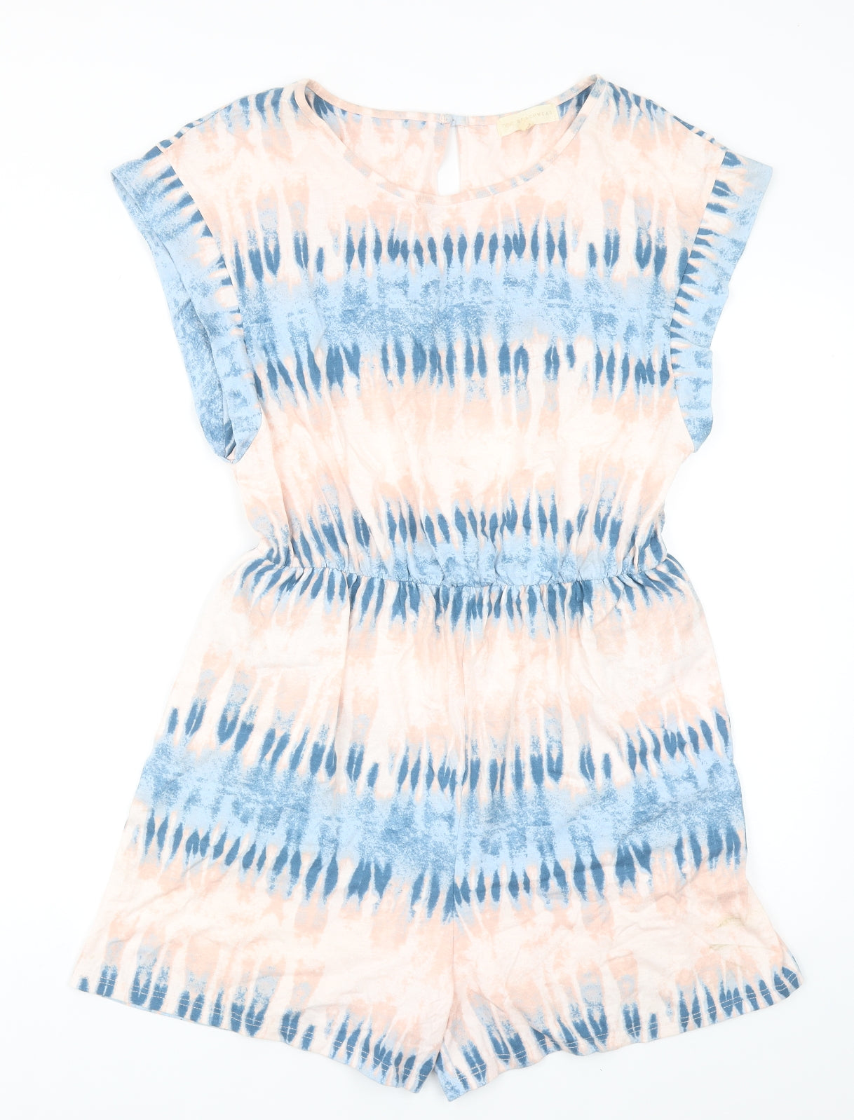 NEXT Womens Blue Geometric Cotton Playsuit One-Piece Size 16 Pullover