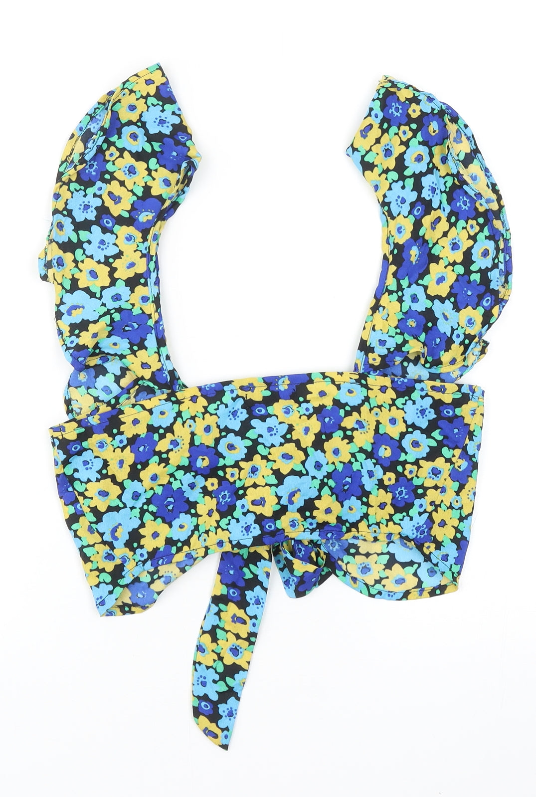 Boohoo Womens Multicoloured Floral Polyester Cropped Tank Size 10 Scoop Neck