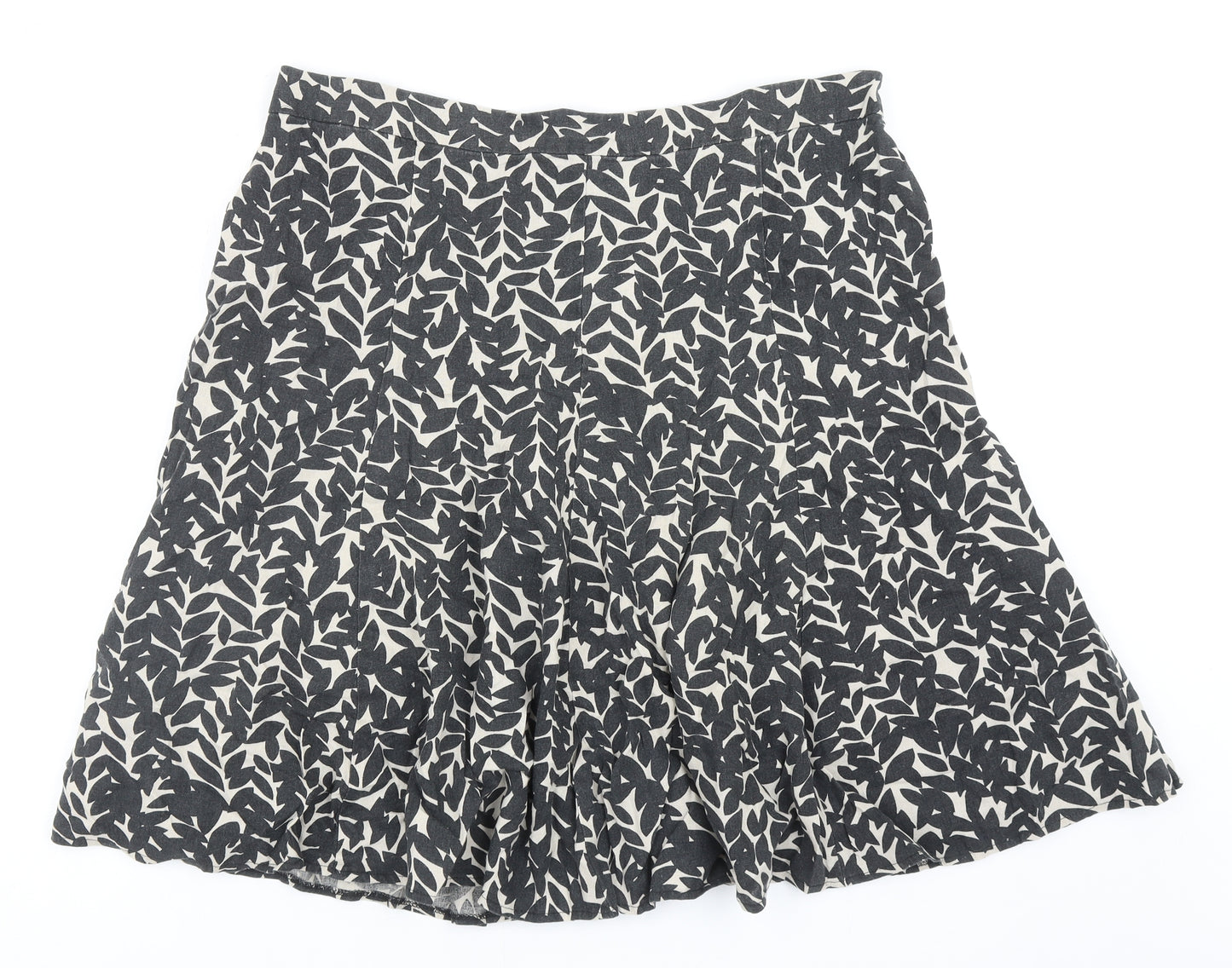 BHS Womens Grey Floral Linen Swing Skirt Size 22