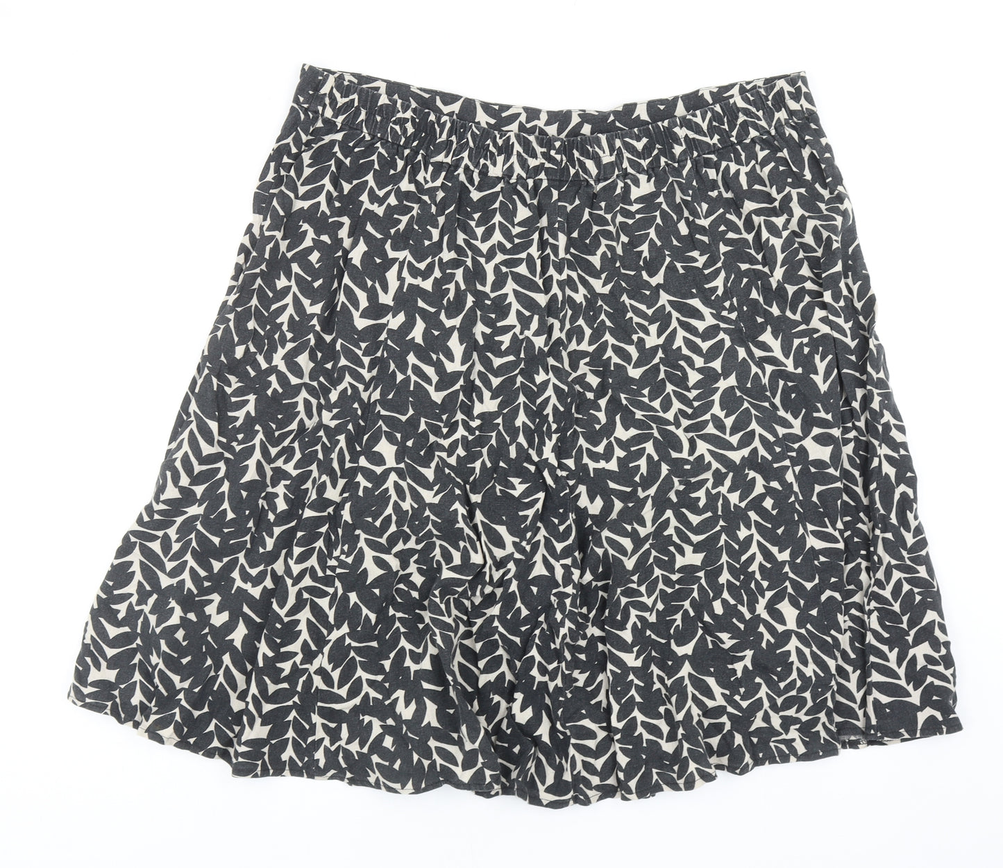 BHS Womens Grey Floral Linen Swing Skirt Size 22