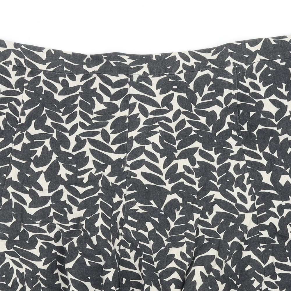 BHS Womens Grey Floral Linen Swing Skirt Size 22