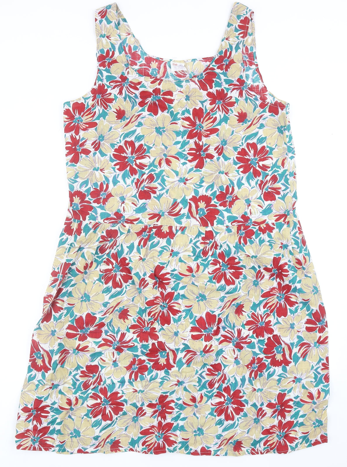 Preworn Womens Multicoloured Floral Cotton A-Line Size 20 Round Neck Pullover