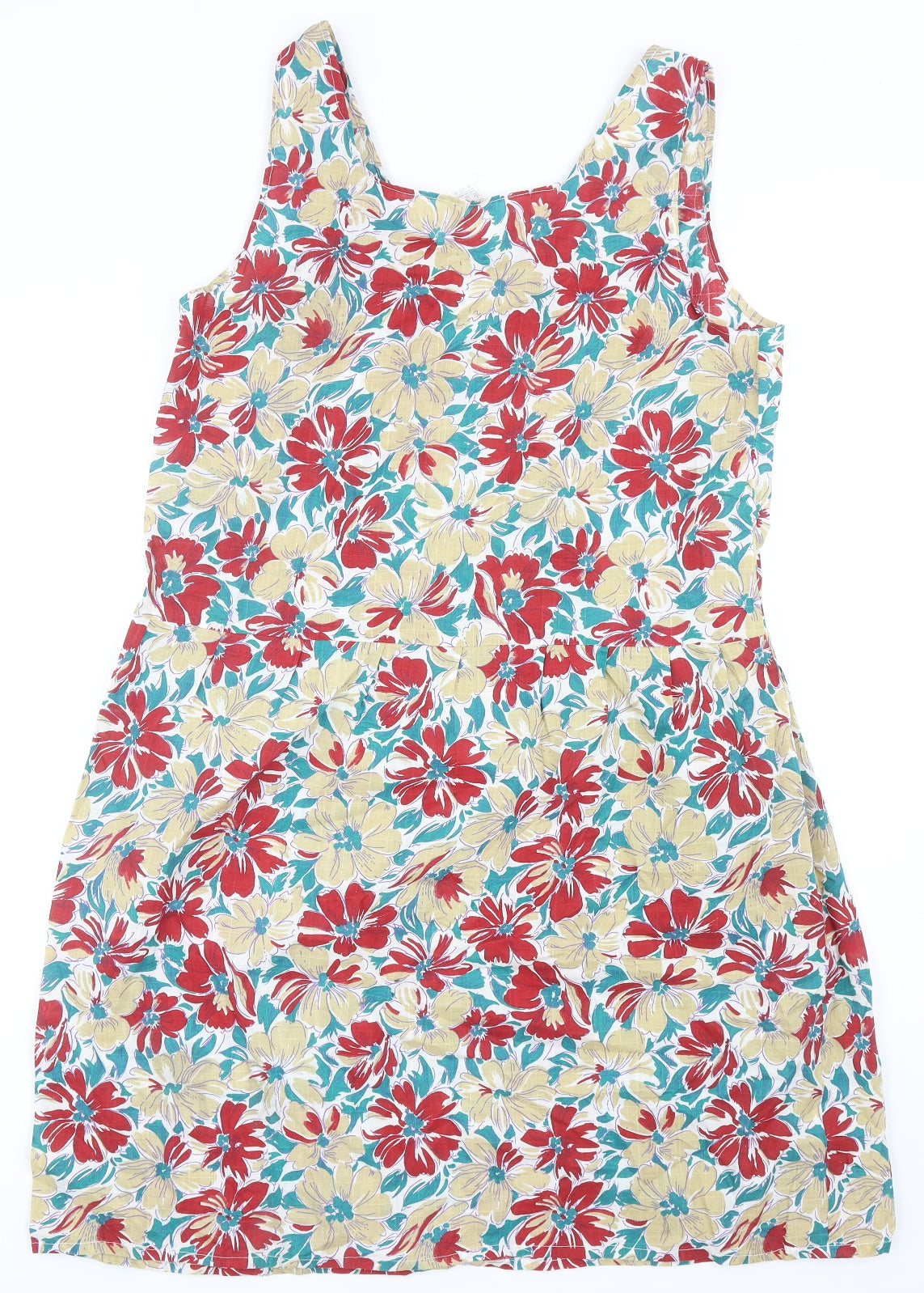Preworn Womens Multicoloured Floral Cotton A-Line Size 20 Round Neck Pullover