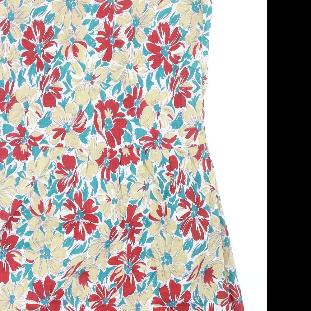 Preworn Womens Multicoloured Floral Cotton A-Line Size 20 Round Neck Pullover