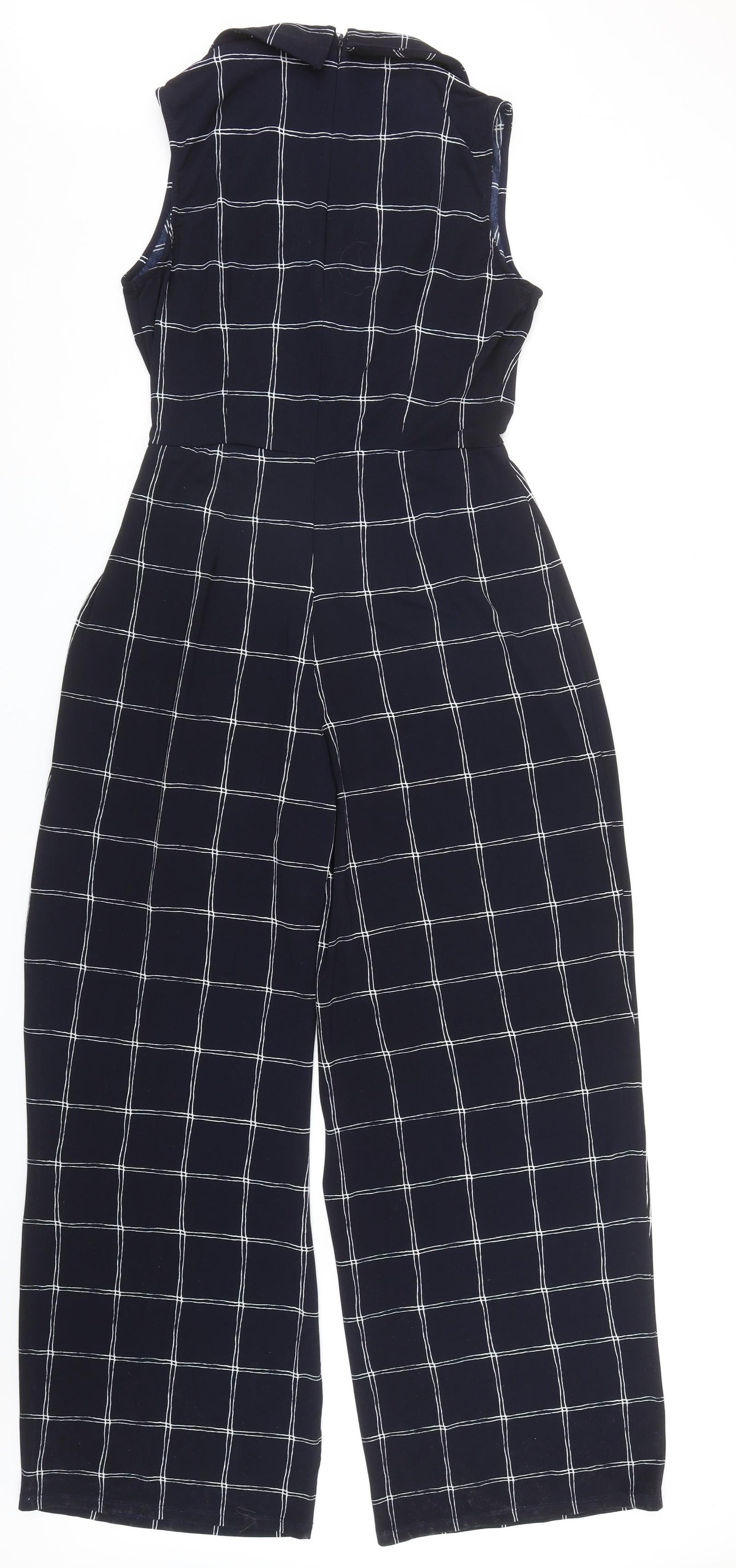 Phase Eight Womens Blue Geometric Viscose Jumpsuit One-Piece Size 14 Zip