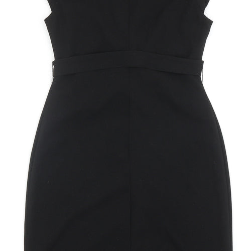SheIn Womens Black Polyester A-Line Size M Round Neck Zip