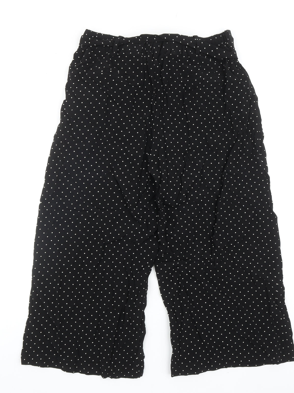 Hobbs Womens Black Polka Dot Viscose Pedal Pusher Trousers Size 12 Regular Tie