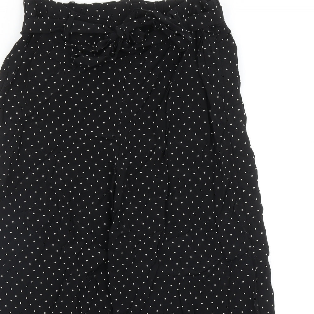 Hobbs Womens Black Polka Dot Viscose Pedal Pusher Trousers Size 12 Regular Tie