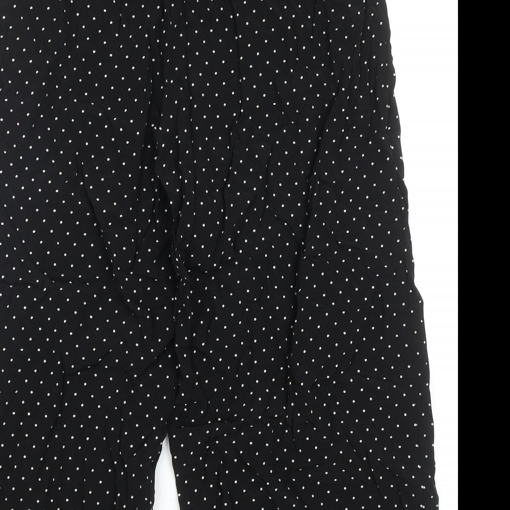 Hobbs Womens Black Polka Dot Viscose Pedal Pusher Trousers Size 12 Regular Tie