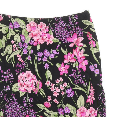 Monsoon Womens Multicoloured Floral Cotton Straight & Pencil Skirt Size 14 Zip
