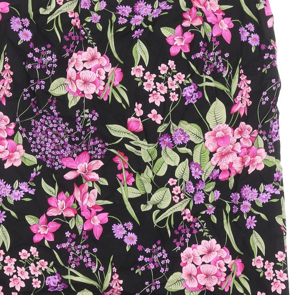 Monsoon Womens Multicoloured Floral Cotton Straight & Pencil Skirt Size 14 Zip