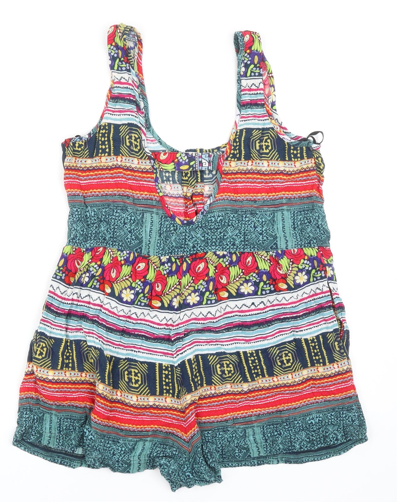 MINKPINK Womens Multicoloured Geometric Viscose Playsuit One-Piece Size S Pullover
