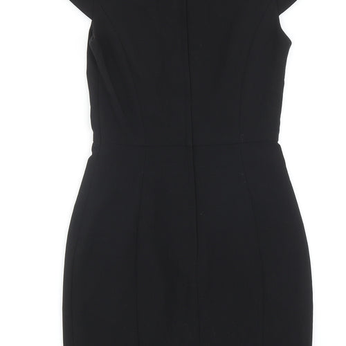 H&M Womens Black Polyester A-Line Size 8 Round Neck Zip