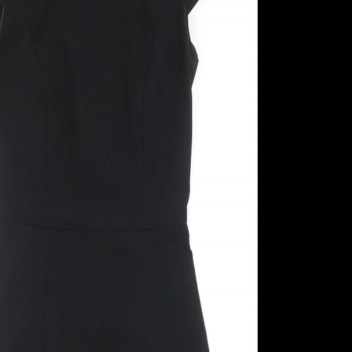 H&M Womens Black Polyester A-Line Size 8 Round Neck Zip