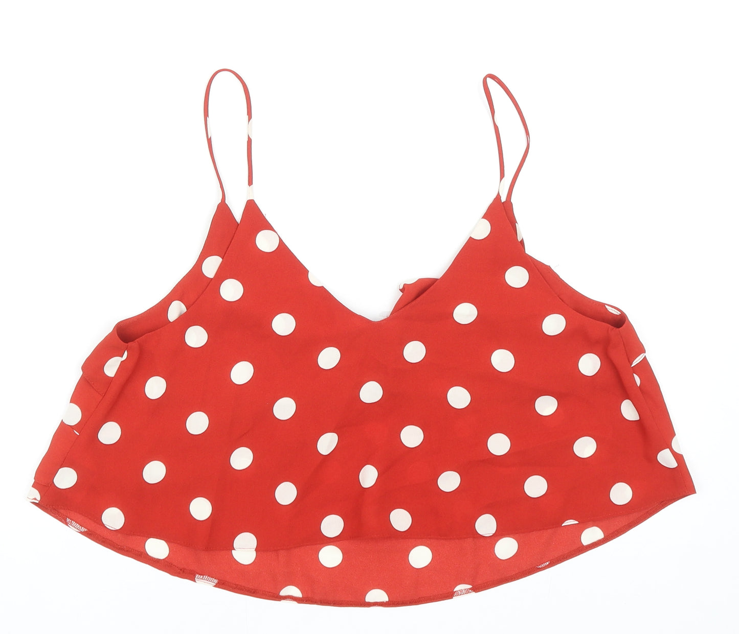 Primark Womens Red Polka Dot Polyester Camisole Blouse Size 14 V-Neck