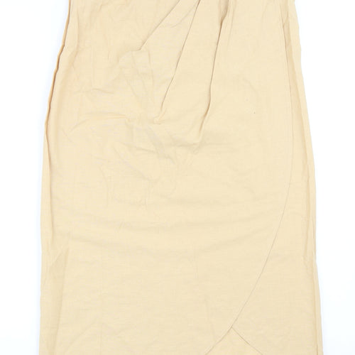 Zara Womens Beige Cotton Straight & Pencil Skirt Size M Zip