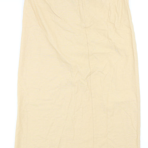 Zara Womens Beige Cotton Straight & Pencil Skirt Size M Zip
