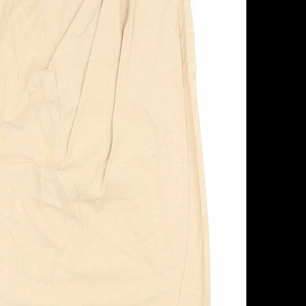 Zara Womens Beige Cotton Straight & Pencil Skirt Size M Zip