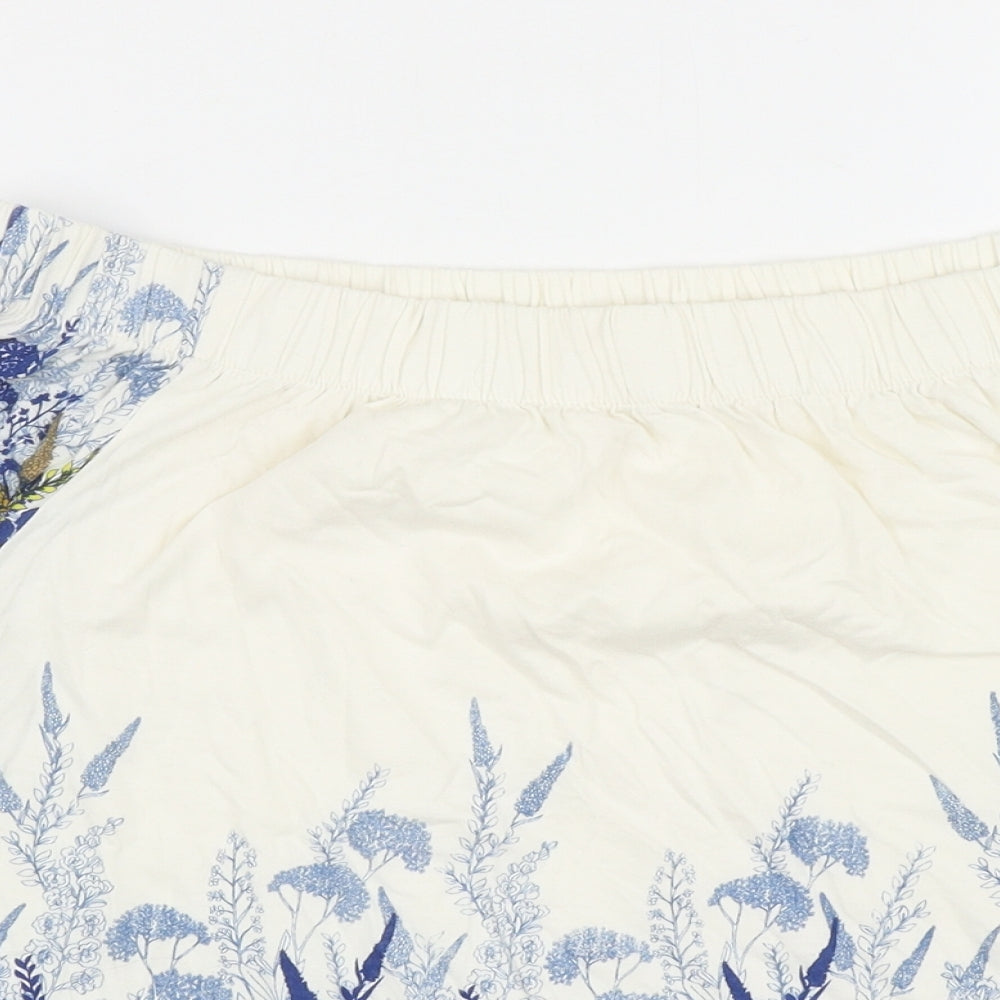 Marks and Spencer Womens Ivory Floral Cotton Basic Blouse Size 10 Off the Shoulder - Bardot