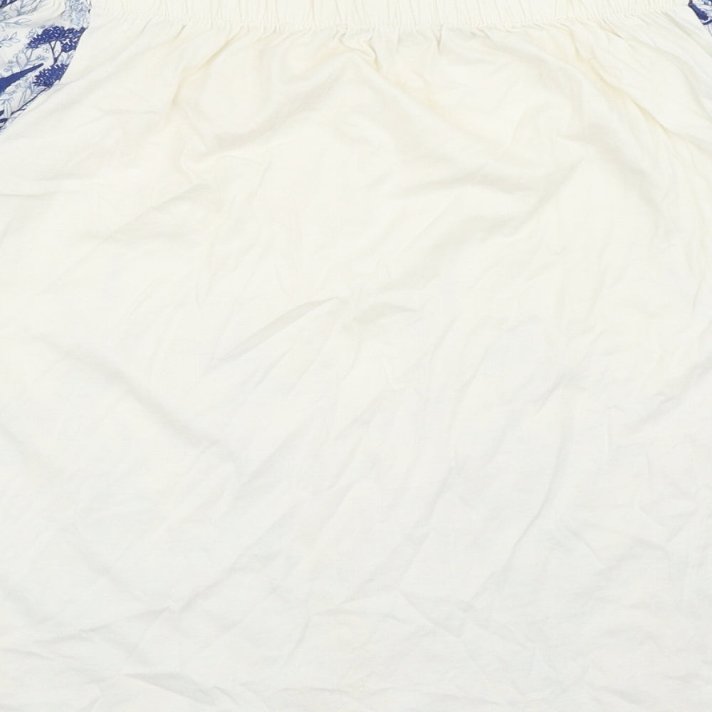 Marks and Spencer Womens Ivory Floral Cotton Basic Blouse Size 10 Off the Shoulder - Bardot